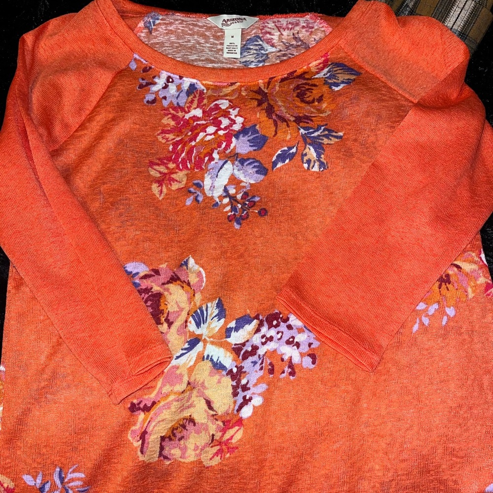 Arizona 3/4 sleeve floral t shirt orange
